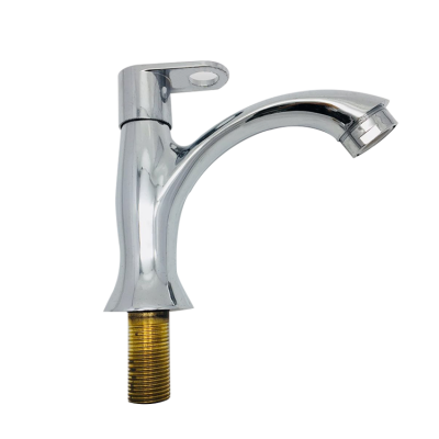 Single Cold Brass Faucet in basin Factory Supply Hot Sale Zinc Surface Finish Deck mount Tap Silver Body