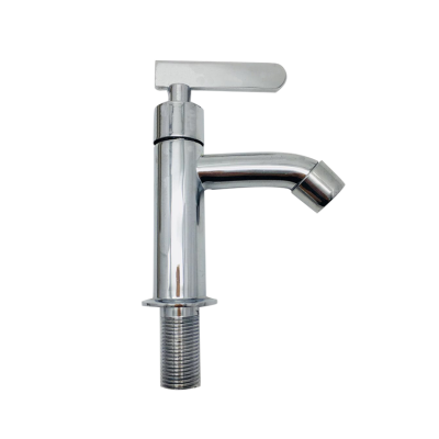 Single Cold Brass Faucet in basin Factory Supply Hot Sale Zinc Surface Finish Deck mount Tap Silver Body