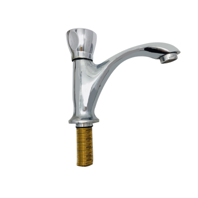 Single Cold Brass Faucet in basin Factory Supply Hot Sale Zinc Surface Finish Deck mount Tap Silver Body