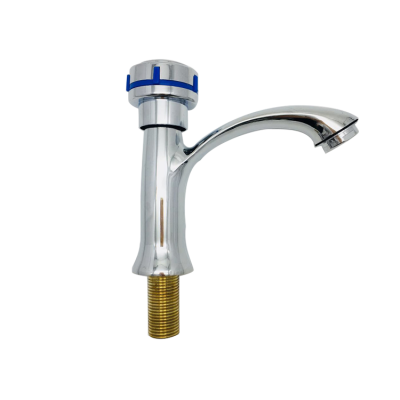 Single Cold Brass Faucet in basin Factory Supply Hot Sale Zinc Surface Finish Deck mount Tap Silver Body