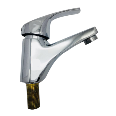 Single Cold Brass Faucet in basin Factory Supply Hot Sale Zinc Surface Finish Deck mount Tap Silver Body