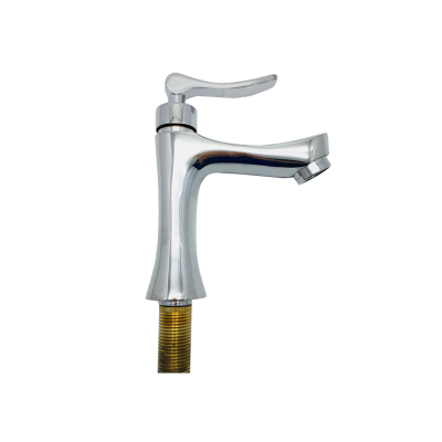 Single Cold Brass Faucet in basin Factory Supply Hot Sale Zinc Surface Finish Deck mount Tap Silver Body