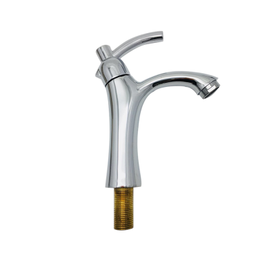 Single Cold Brass Faucet in basin Factory Supply Hot Sale Zinc Surface Finish Deck mount Tap Silver Body