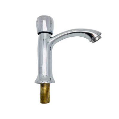 Single Cold Brass Faucet in basin Factory Supply Hot Sale Zinc Surface Finish Deck mount Tap Silver Body