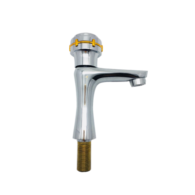 Single Cold Brass Faucet in basin Factory Supply Hot Sale Zinc Surface Finish Deck mount Tap Silver Body