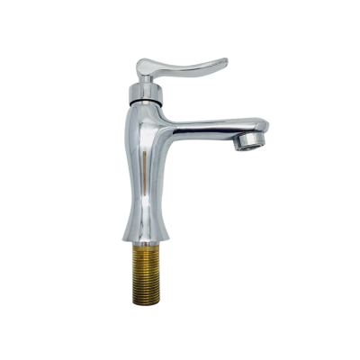 Single Cold Brass Faucet in basin Factory Supply Hot Sale Zinc Surface Finish Deck mount Tap Silver Body