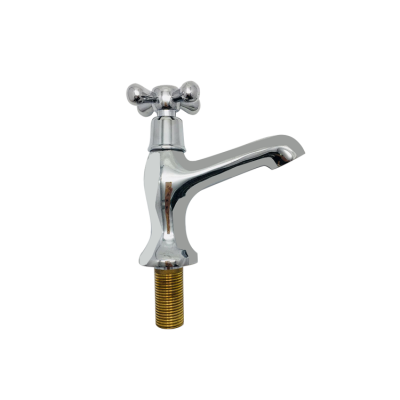 Single Cold Brass Faucet in basin Factory Supply Hot Sale Zinc Surface Finish Deck mount Tap Silver Body